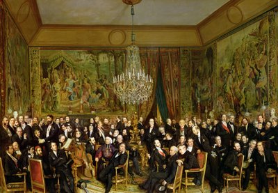 The Salon of Alfred Emilien, Comte de Nieuwerkerke at the Louvre, 1855 by François Auguste Biard